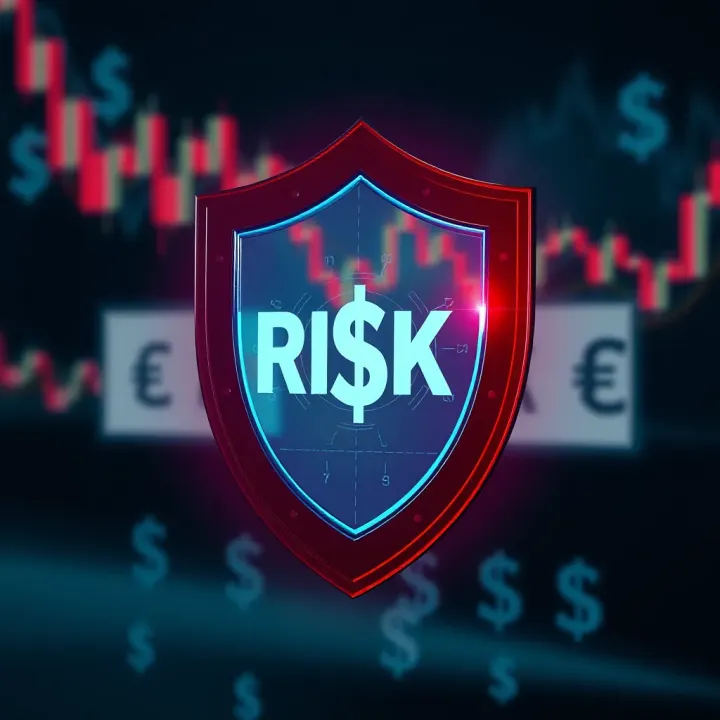 Concept of risk management with protective shield overlaying currency symbols