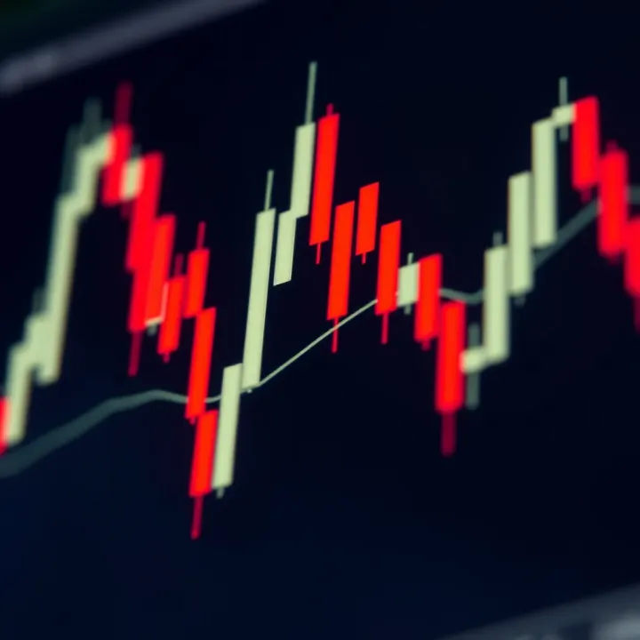 Close-up of bearish candlestick formations on a trading chart illustrating potential market reversal signals