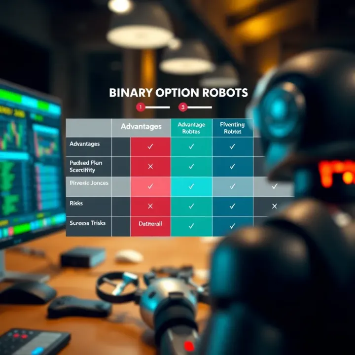 Chart comparing the advantages and potential risks associated with using binary option robots