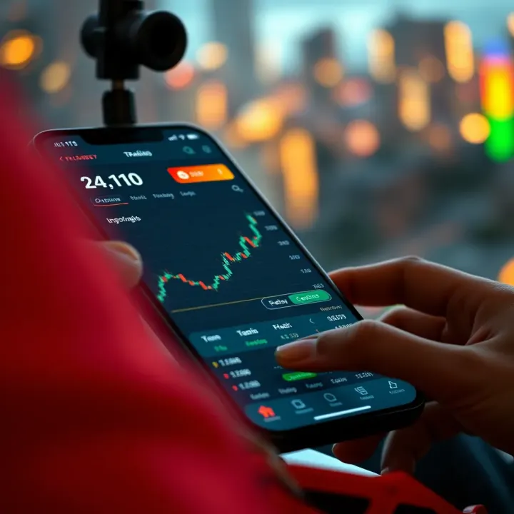 User navigating a crypto trading app interface showcasing real-time market charts and trading options
