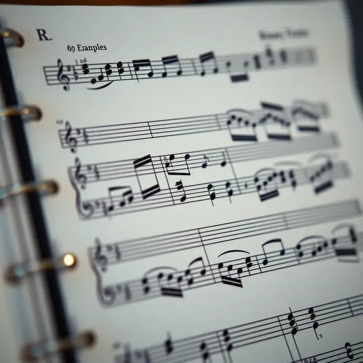Musical score excerpt showing an example of binary form with contrasting themes in two sections