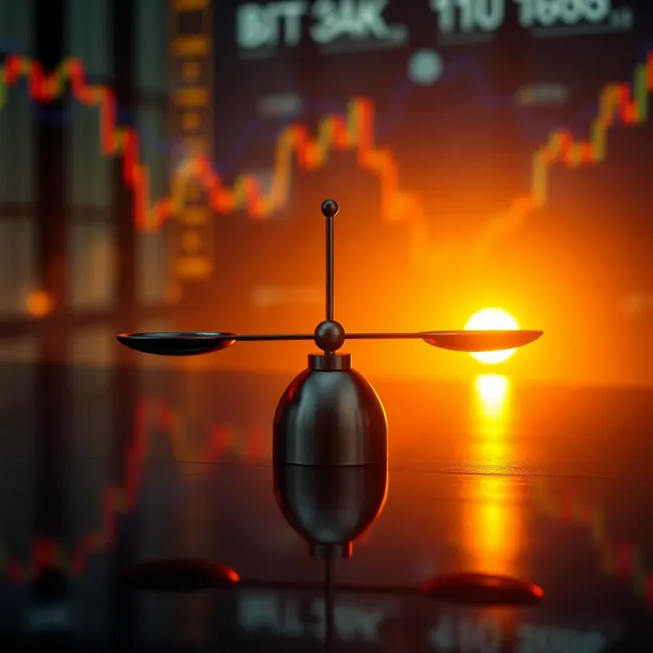 Abstract concept of risk and opportunity balance in binary trading market
