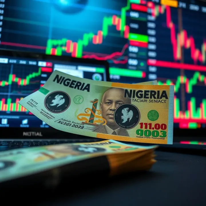 Visual representation of Nigerian currency alongside digital trading platforms showcasing strategy charts and regulatory compliance symbols