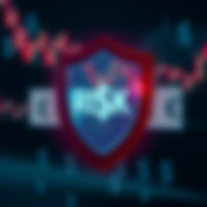 Concept of risk management with protective shield overlaying currency symbols