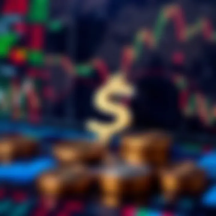 Digital currency symbols surrounded by global financial data and charts