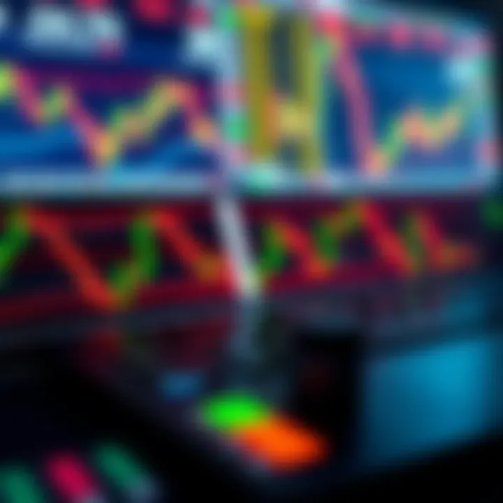 Illustration of a forex trading platform displaying currency exchange charts and market trends