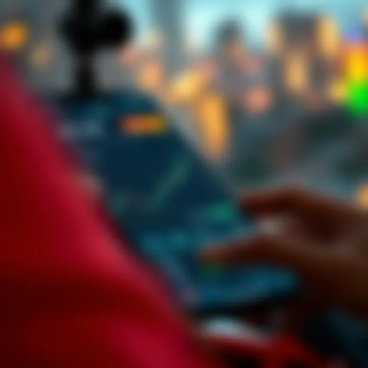 User navigating a crypto trading app interface showcasing real-time market charts and trading options