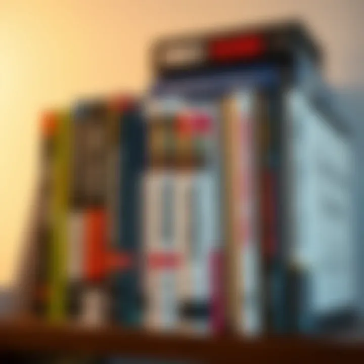 Collection of top-rated forex trading books arranged on a shelf