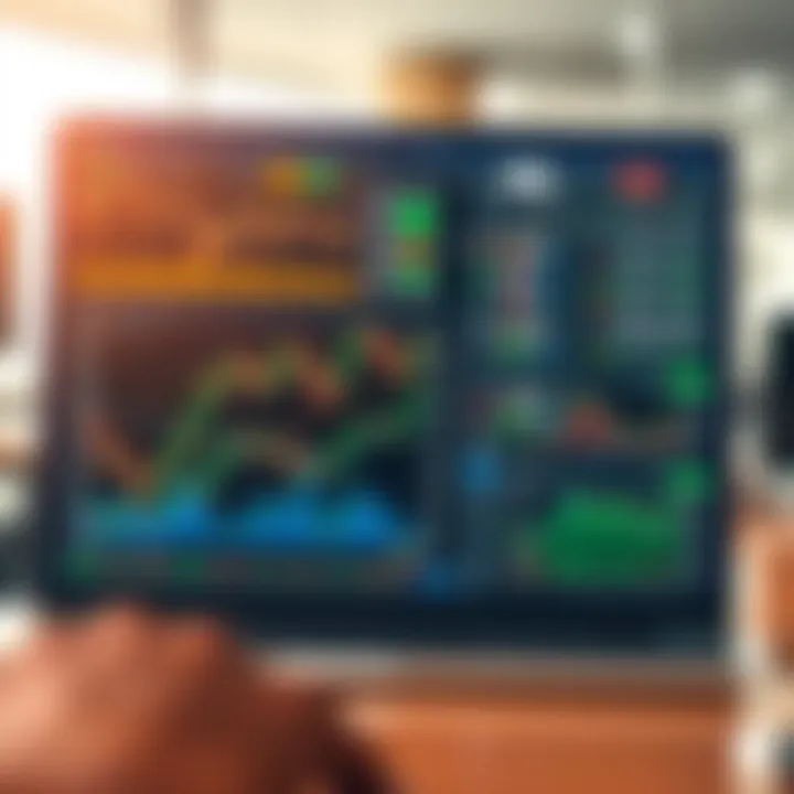 A digital trading platform interface displaying various binary options charts and market trends