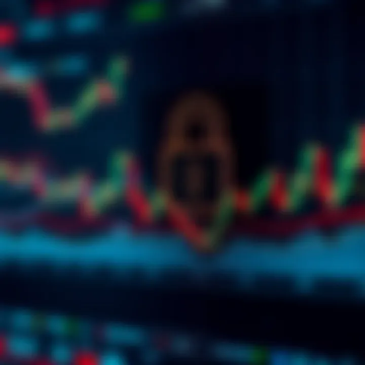 Secure cryptocurrency trading platform interface with graphs and lock icon