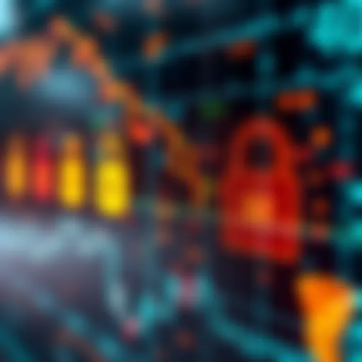 Robust Security Features in Forex Trading Platforms Secure digital environment with locks and currency symbols indicating protection in forex trading apps