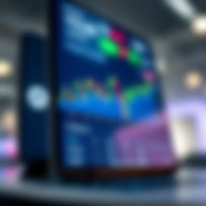 User interface of a stock trading app showing market charts and trading options