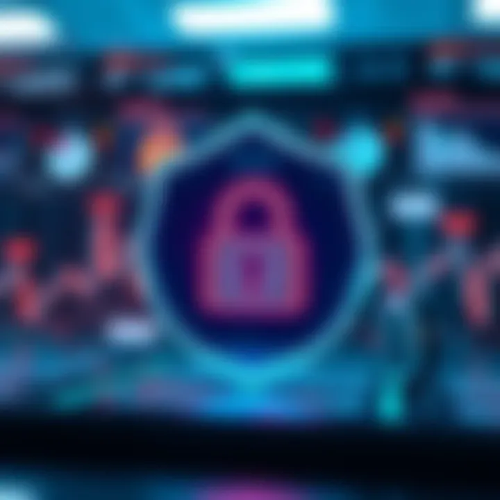 Illustration of digital security elements such as a lock and shield symbolizing protection of online trading accounts