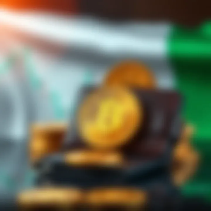 Secure digital wallet with cryptocurrency symbols and Nigerian flag in background