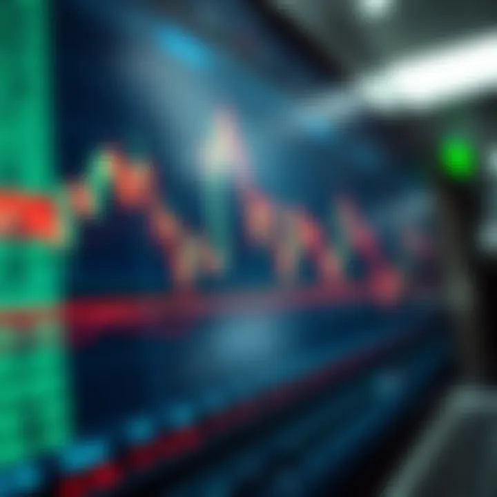 Chart showing currency pair fluctuations on a digital forex trading platform