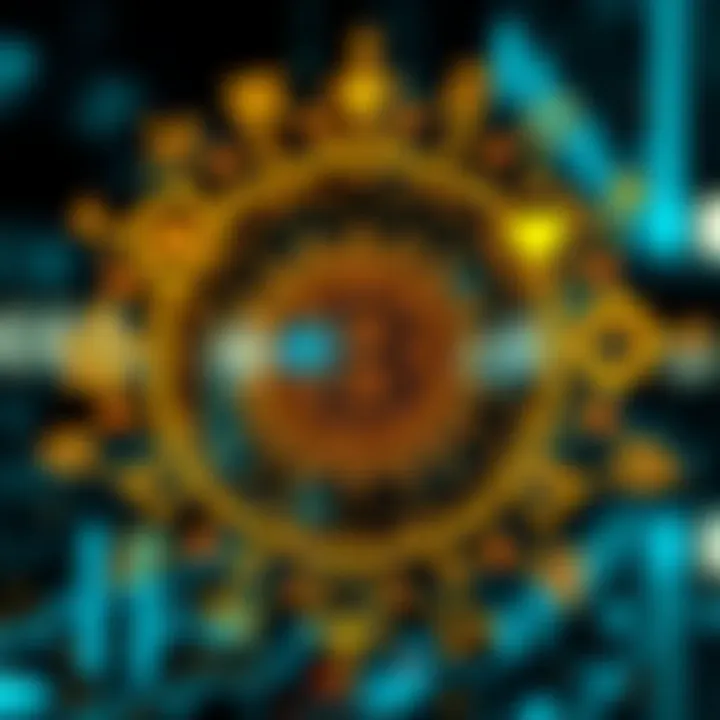 Abstract visual representation of brand identity with interconnected symbols and digital motifs reflecting the dynamic and secure nature of crypto markets in Nigeria