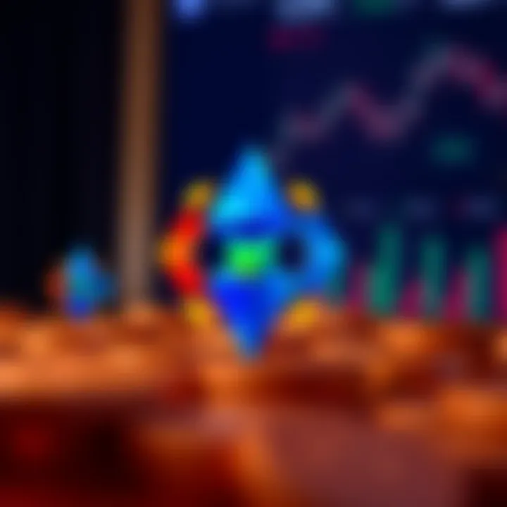 Creative digital illustration of a modern cryptocurrency logo featuring bold geometric shapes and vibrant colors symbolizing innovation and trust in trading platforms