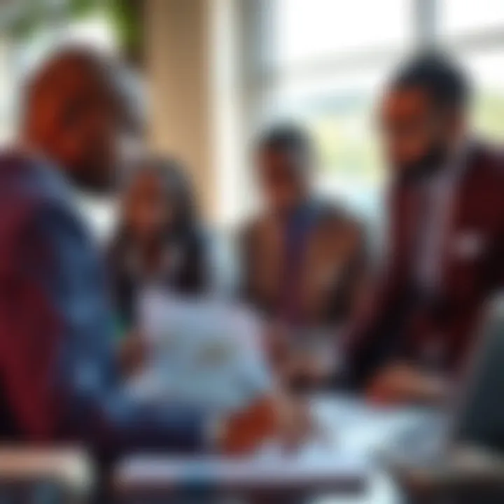 Business team analyzing data charts for risk assessment in Nigerian market