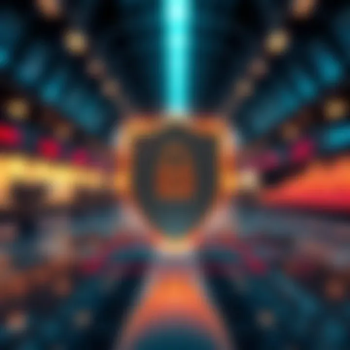 Conceptual graphic showing secure forex trading with regulatory shield and financial symbols