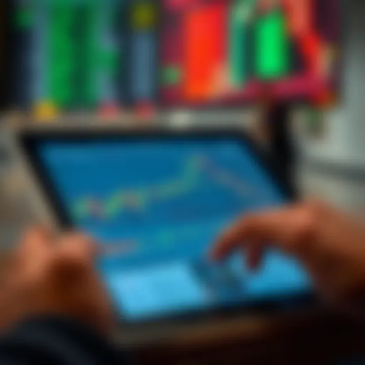 Digital tablet showing downloadable forex trading PDF resources