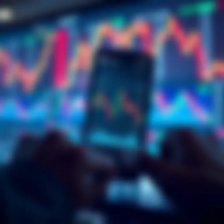 Instagram interface showing charts and financial data related to binary trading