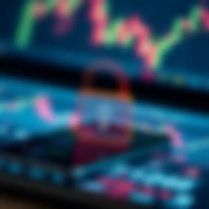 Secure digital padlock overlaying a smartphone screen symbolizing data protection in online trading