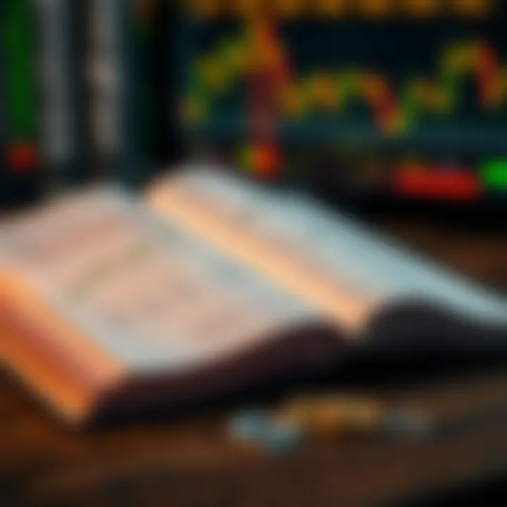 Forex Trading Book Featuring Currency Charts and Strategies Close-up of an open book displaying currency charts and trading strategies