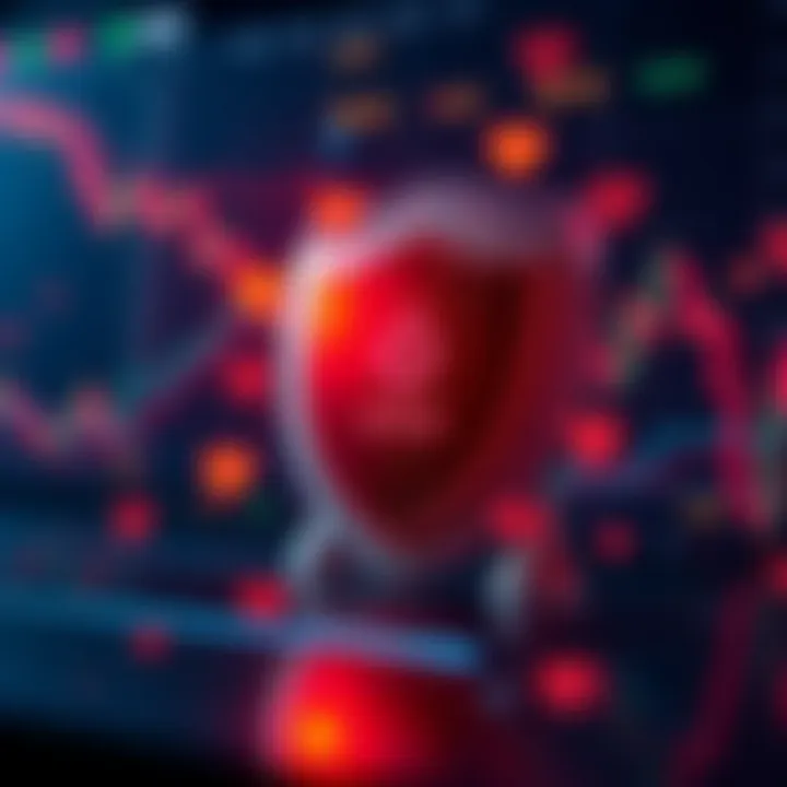 Illustration of a secure online trading environment with currency symbols and protection shield