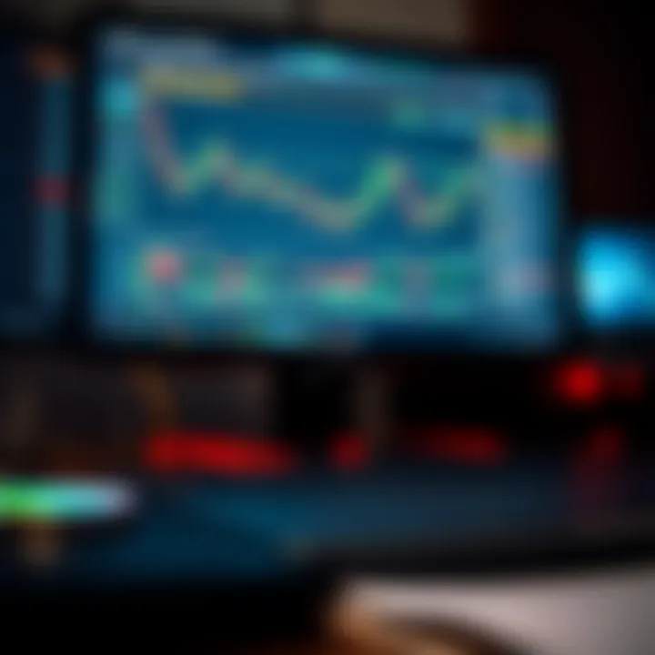 Computer screen displaying forex trading platform with charts and indicators