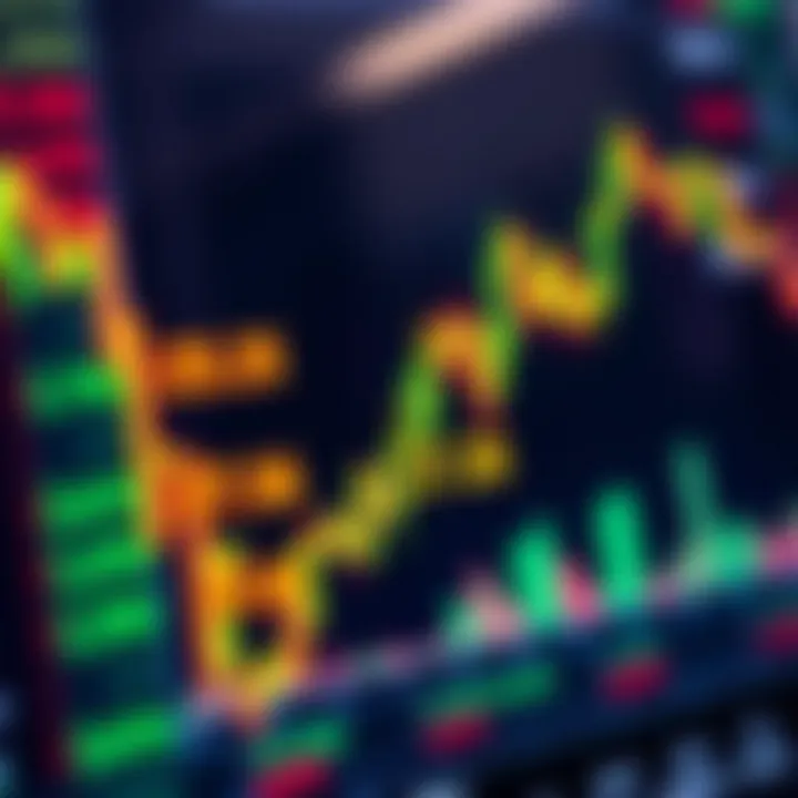 Chart showing currency pairs with fluctuating exchange rates on a digital trading platform