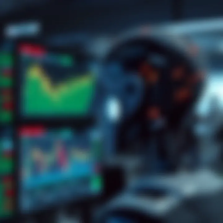 Artificial intelligence technology analyzing forex market trends on digital screens