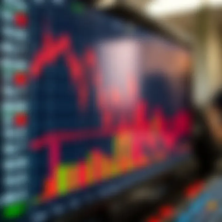 Graph showing fluctuating currency exchange rates on a digital trading platform