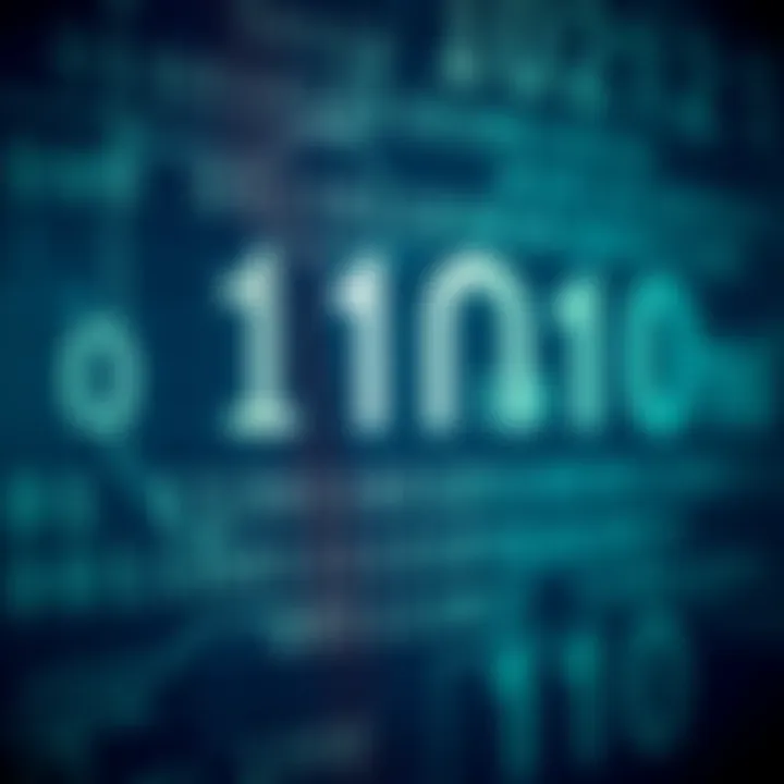 Diagram illustrating binary digits representing data in digital circuits