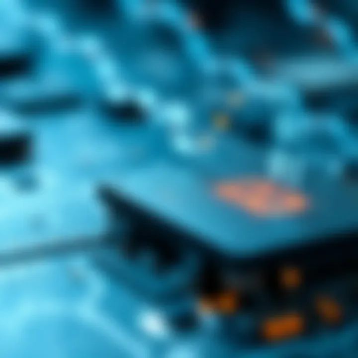 Illustration depicting a computer chip with binary digits flowing to symbolize data processing in binary form