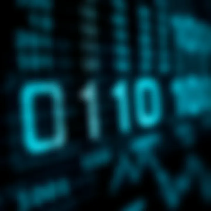 Diagram illustrating binary digits representing data with zeros and ones