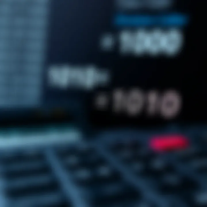 Diagram illustrating binary division calculation with binary digits and quotient