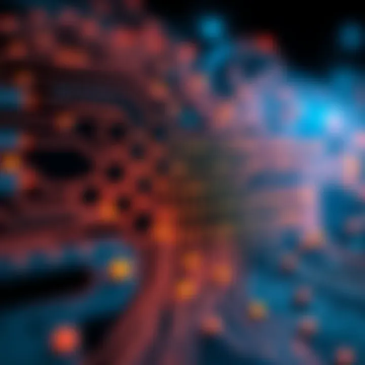 Illustration of a computer circuit illustrating binary data flow through digital components