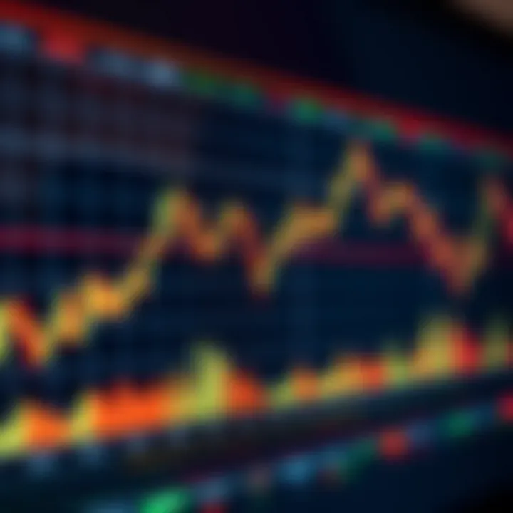 Conceptual illustration showing digital binary options trading on a financial chart with bullish and bearish trends