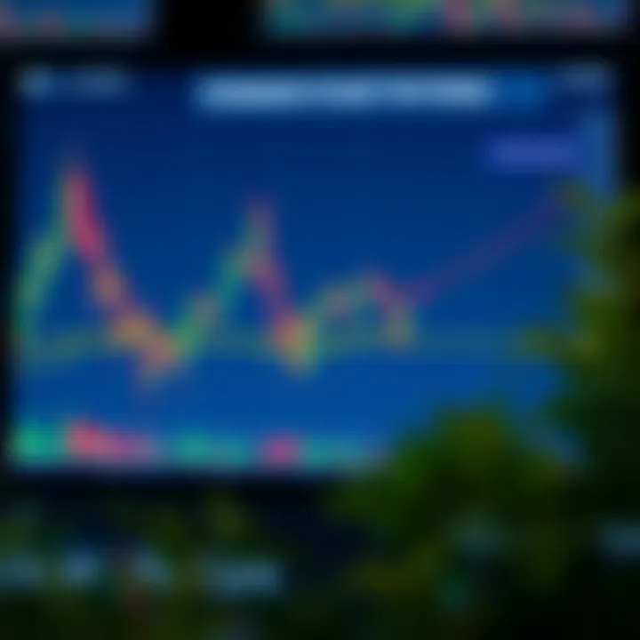 Illustration of common stock chart patterns including head and shoulders, double tops, and triangles on a financial chart