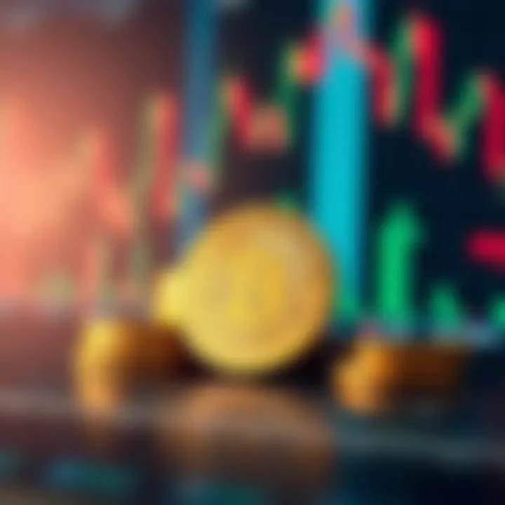 Digital currency icons showing Bitcoin and Ethereum with financial charts background