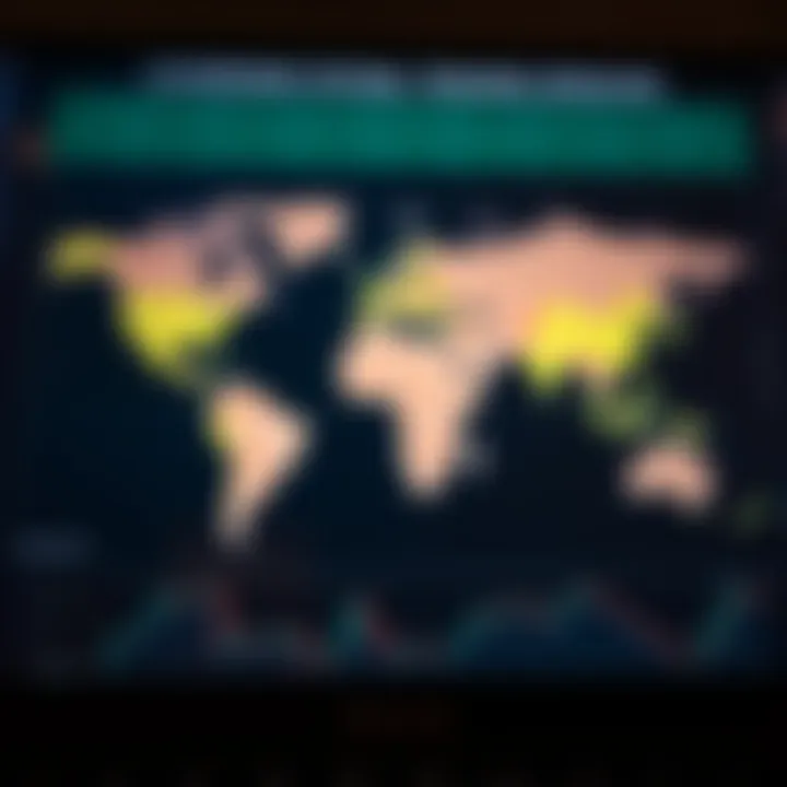 Global forex market sessions and their active trading hours visualized on a world map