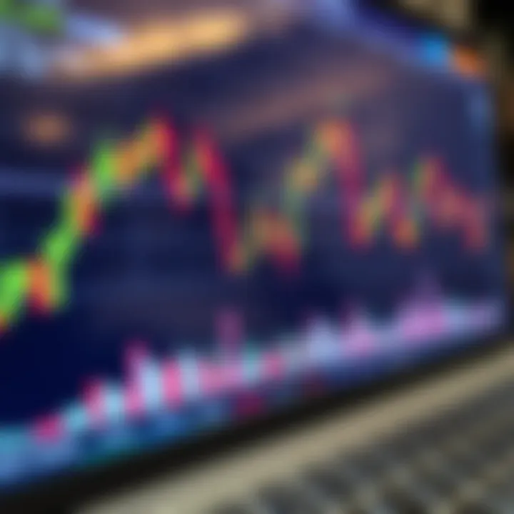 Graph showing currency exchange rate fluctuations on a digital forex trading platform