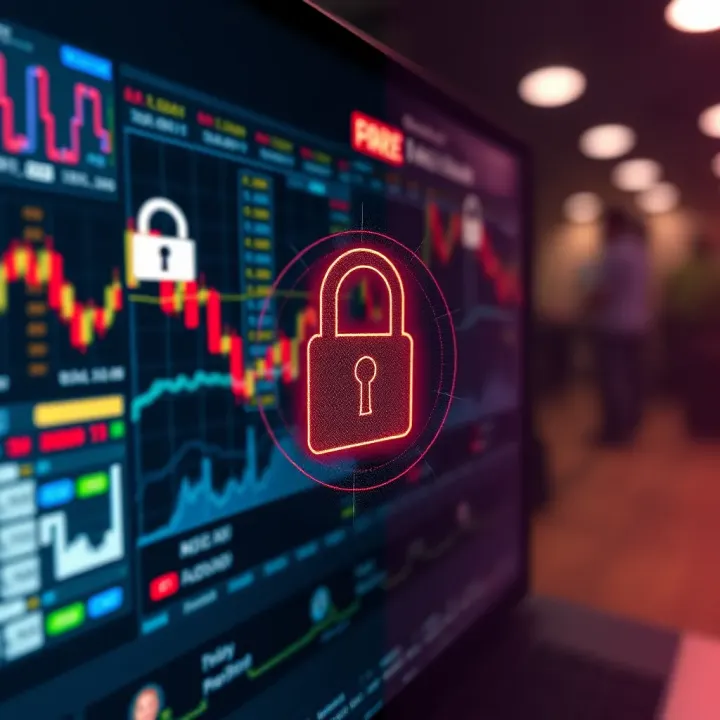 Secure online forex trading environment showing encryption and safety symbols