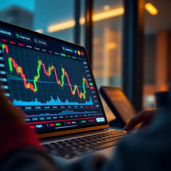 User interface showcasing forex trading app with charts and currency pairs