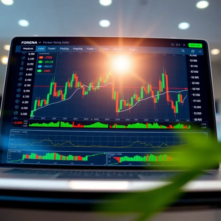 Dashboard of a forex trading platform showing currency pairs and market charts