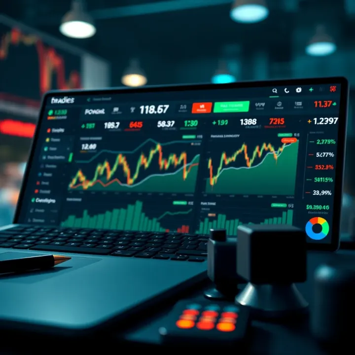 Dashboard interface of a top trading app showing portfolio summary and market trends