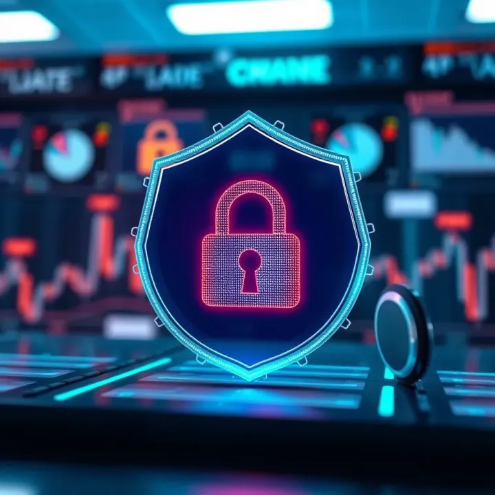Illustration of digital security elements such as a lock and shield symbolizing protection of online trading accounts