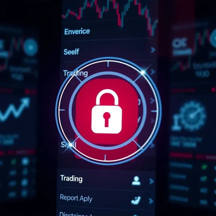 Secure trading app with security lock symbol and financial icons illustrating safe investment practices in Nigeria