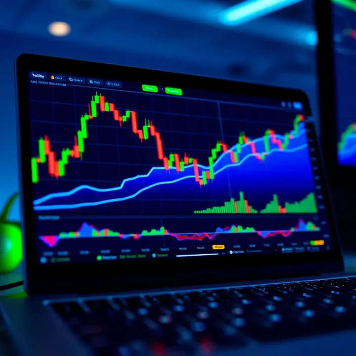 User interface of a trading application showing charts and market trends