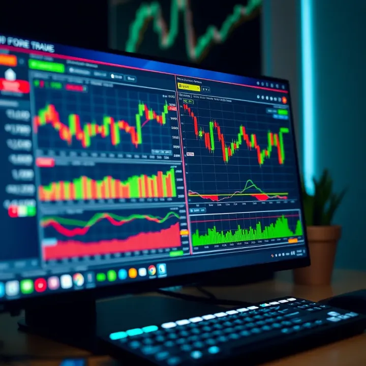Dashboard of forex trading tools and analytics on a computer screen